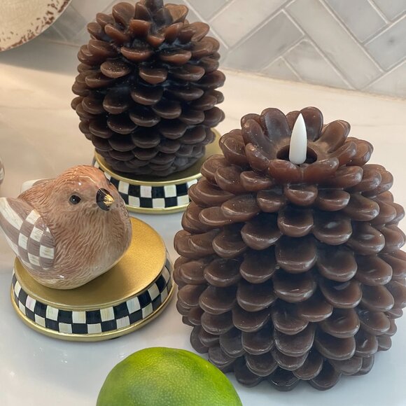 MacKenzie Childs Pinecone Flameless Candles (set of 2) - Picture 3 of 14